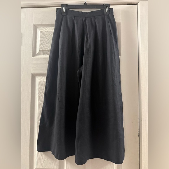 🆕 Anthropologie Pleated Front Cropped Wide Leg Linen Pants Size Small
